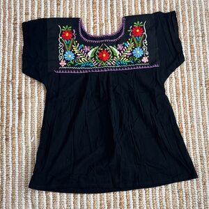 Black Embroidered Floral Top